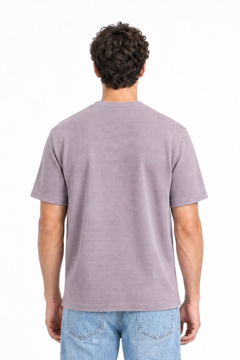 Modura Seville purple textured t-shirt for men, view 4