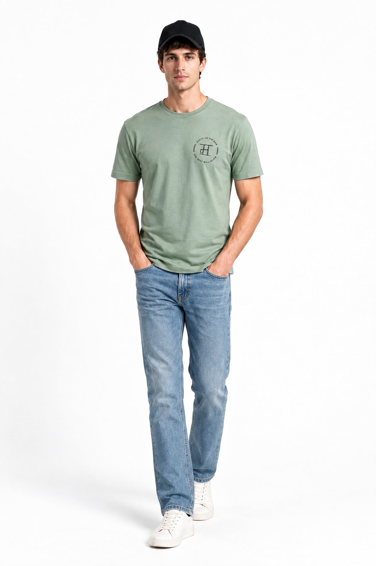 Modura Cairo light green back print t-shirt for men, view 6