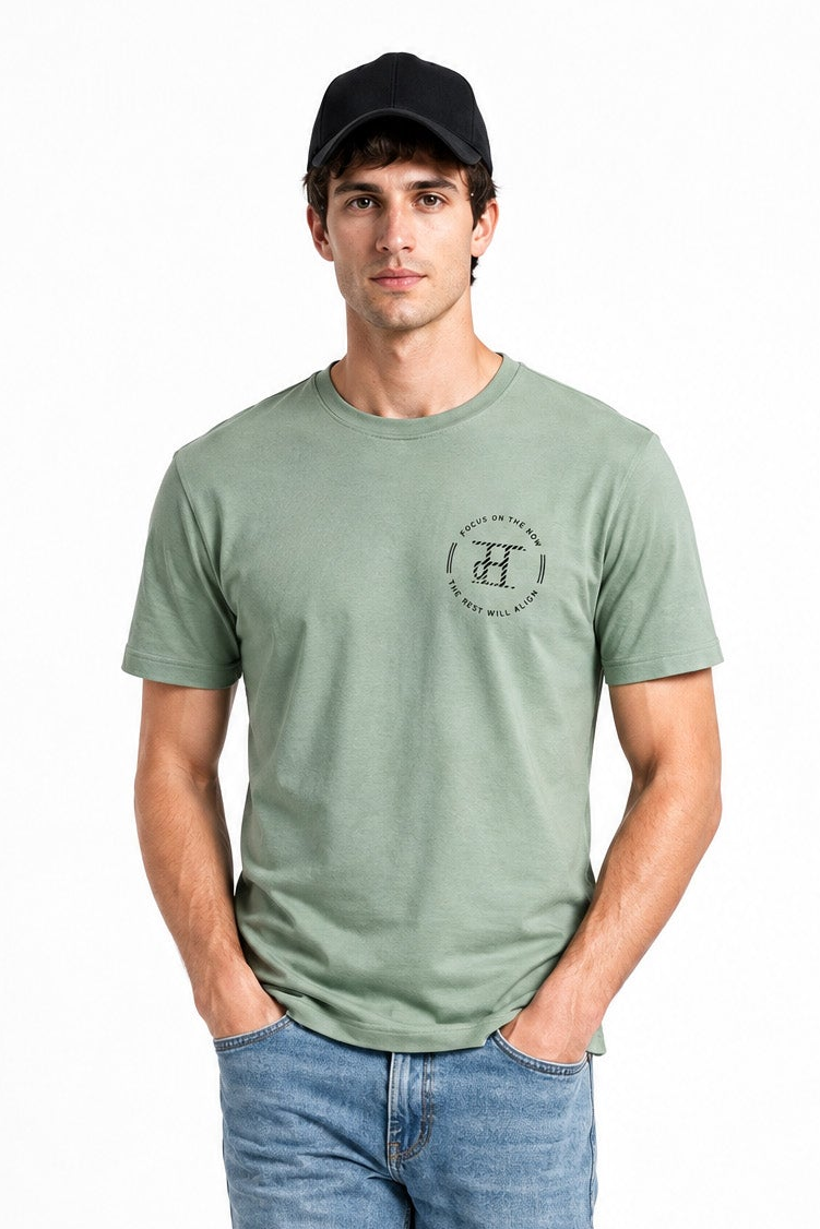 Modura Cairo light green back print t-shirt for men, view 3