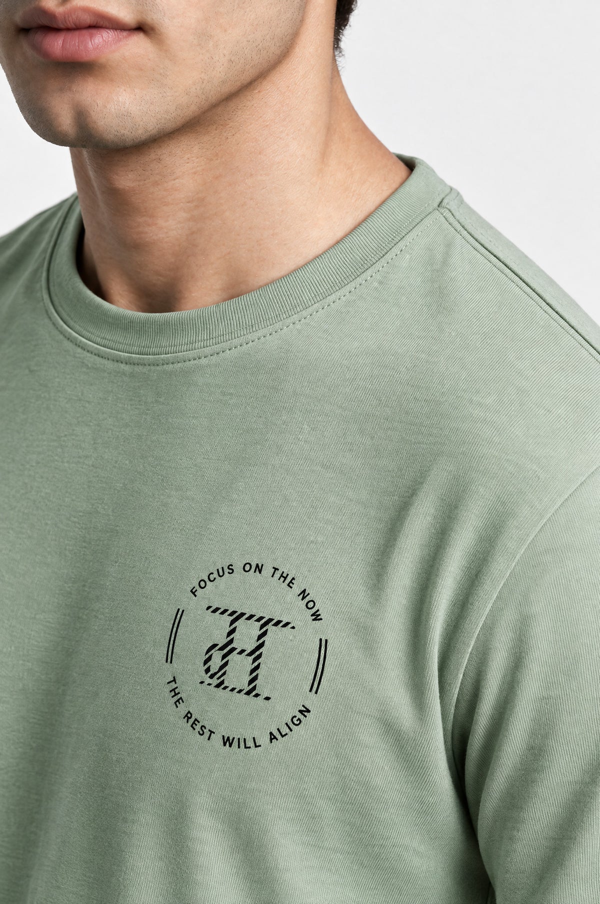 Modura Cairo light green back print t-shirt for men