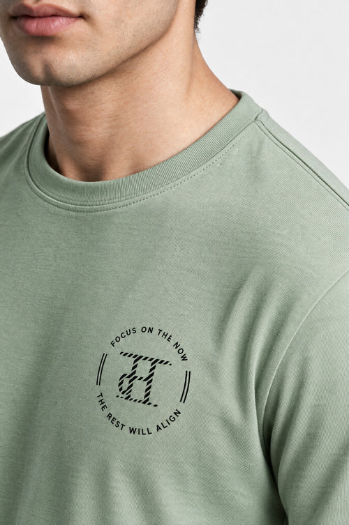 Modura Cairo light green back print t-shirt for men