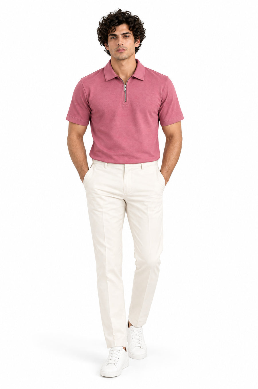 Positano Pink Collared Neck Polo T-Shirt for Men