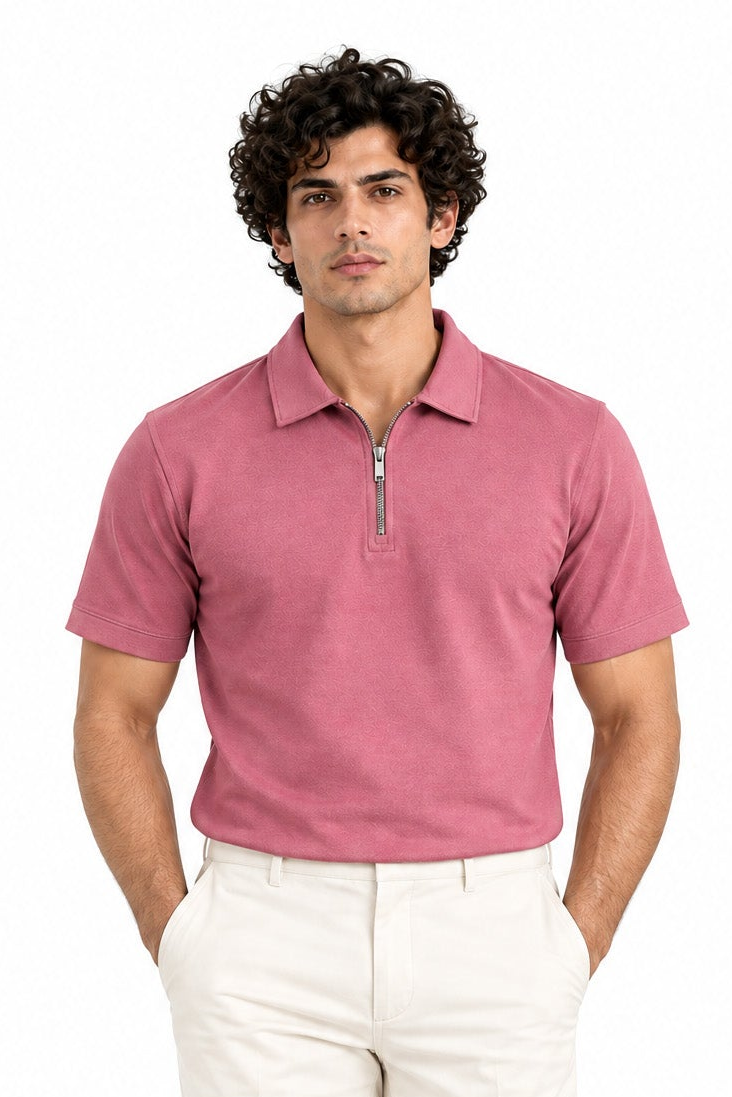 Positano Pink Collared Neck Polo T-Shirt for Men