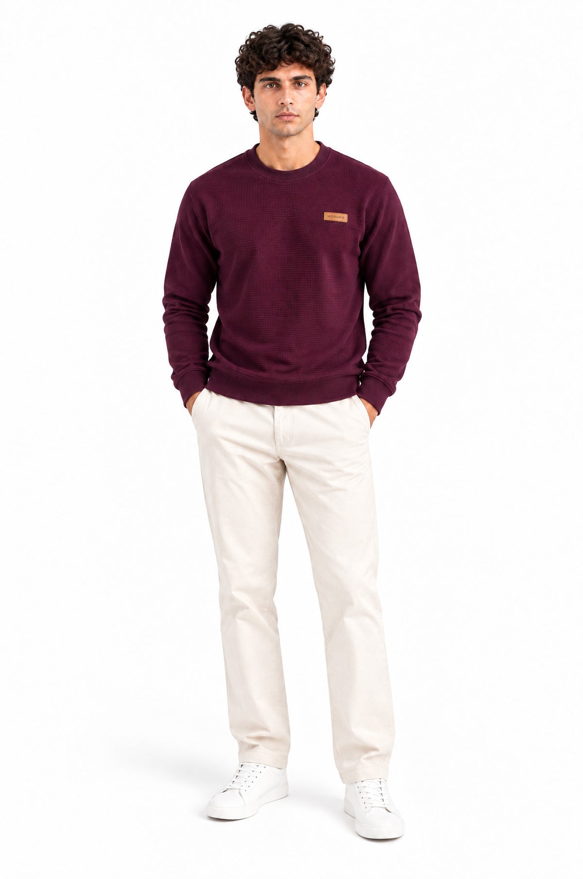 Yukon Maroon Round neck structured fabric Sweatshirt for Men