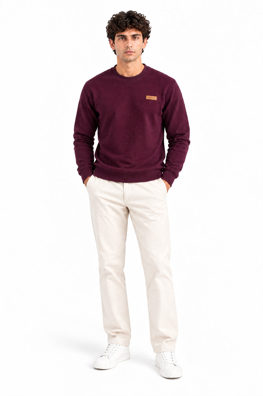 Yukon Maroon Round neck structured fabric Sweatshirt for Men