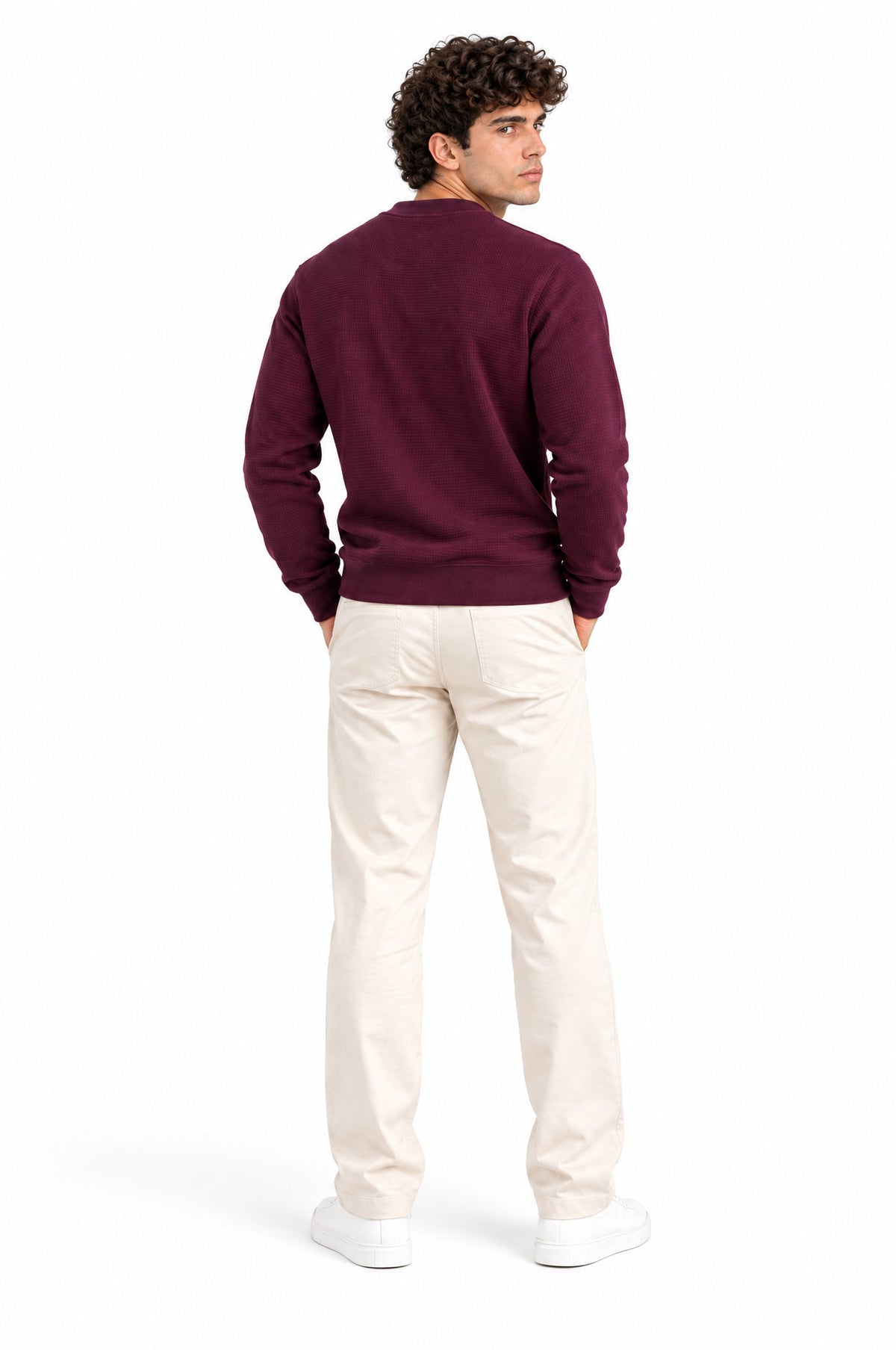 Yukon Maroon Round neck structured fabric Sweatshirt for Men