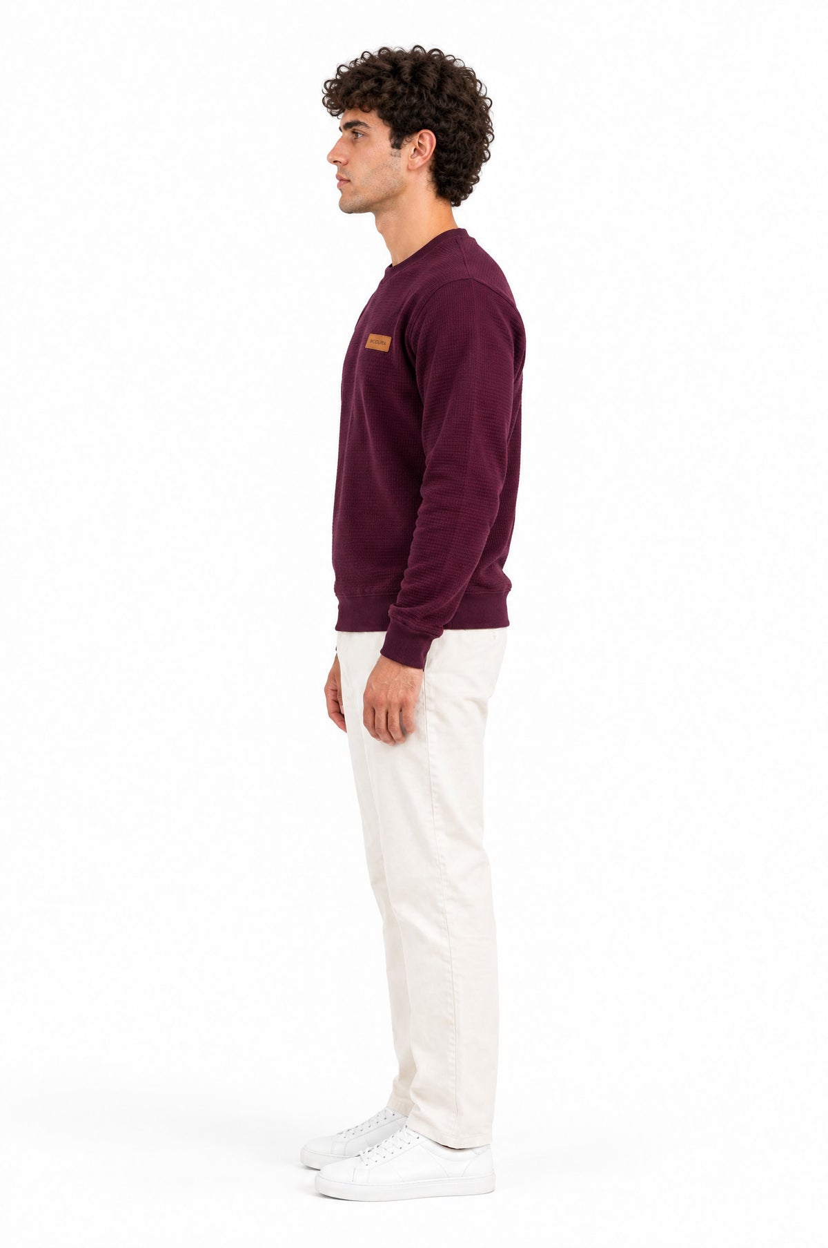 Yukon Maroon Round neck structured fabric Sweatshirt for Men