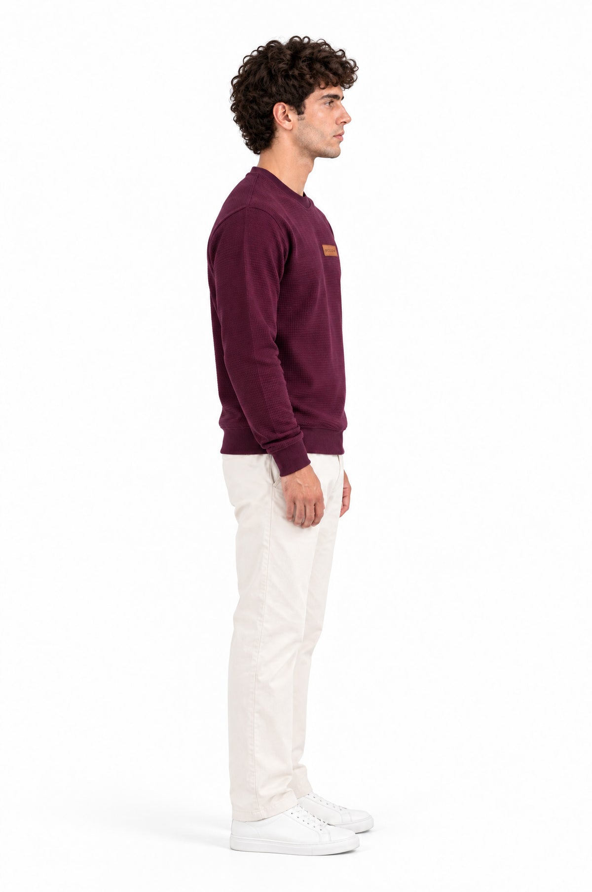 Yukon Maroon Round neck structured fabric Sweatshirt for Men