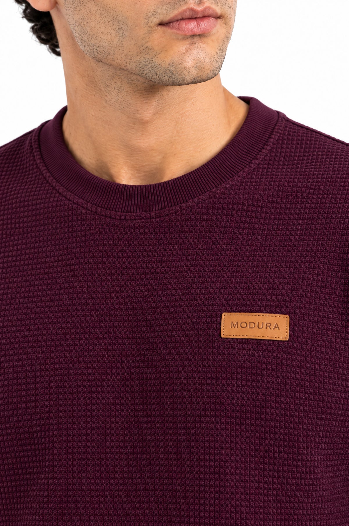 Yukon Maroon Round neck structured fabric Sweatshirt for Men