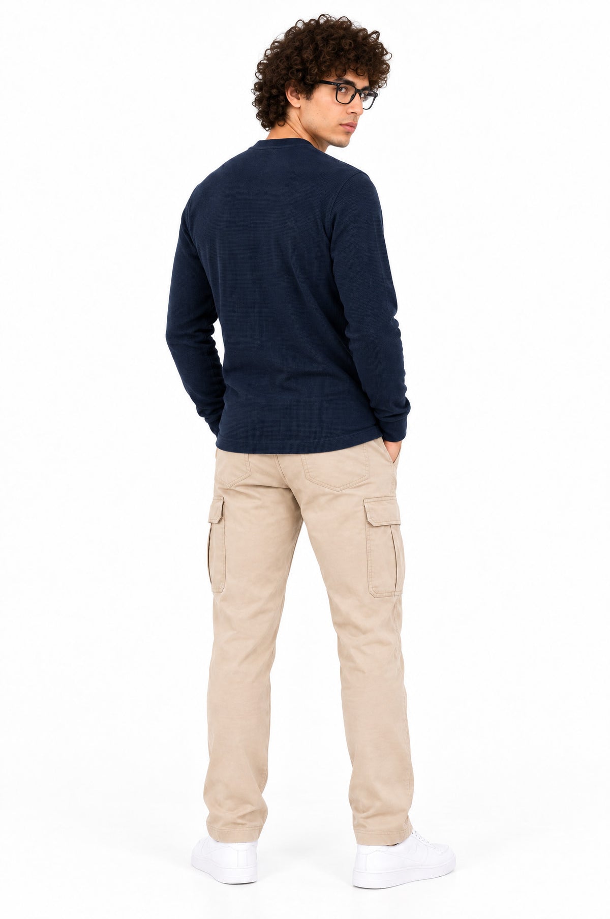 Quebec Navy Structured fabric Henley Sweatshirt for Men