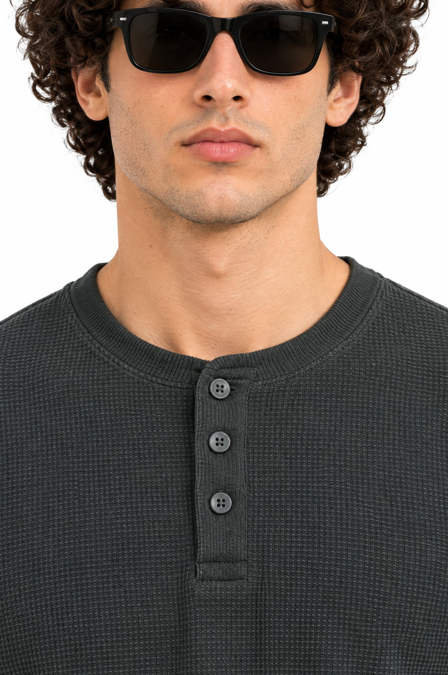 Tirol Green Structured fabric Henley Sweatshirt for Men