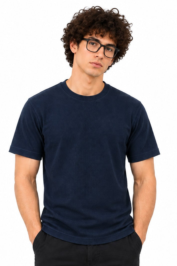 Bergen Navy Round Neck T-Shirt for Men