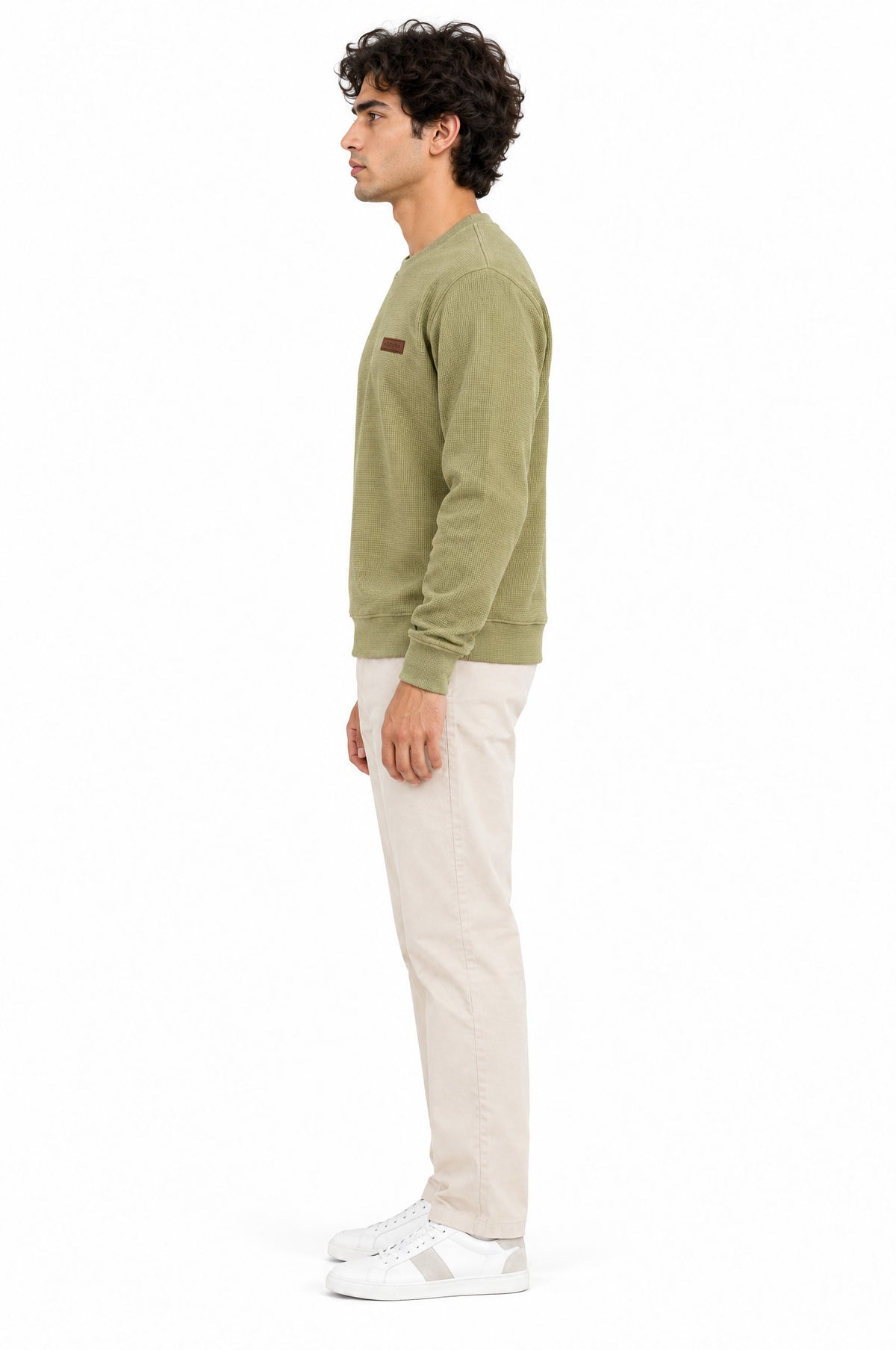 Vermont Yellow Round neck structured fabric Sweatshirt for Men