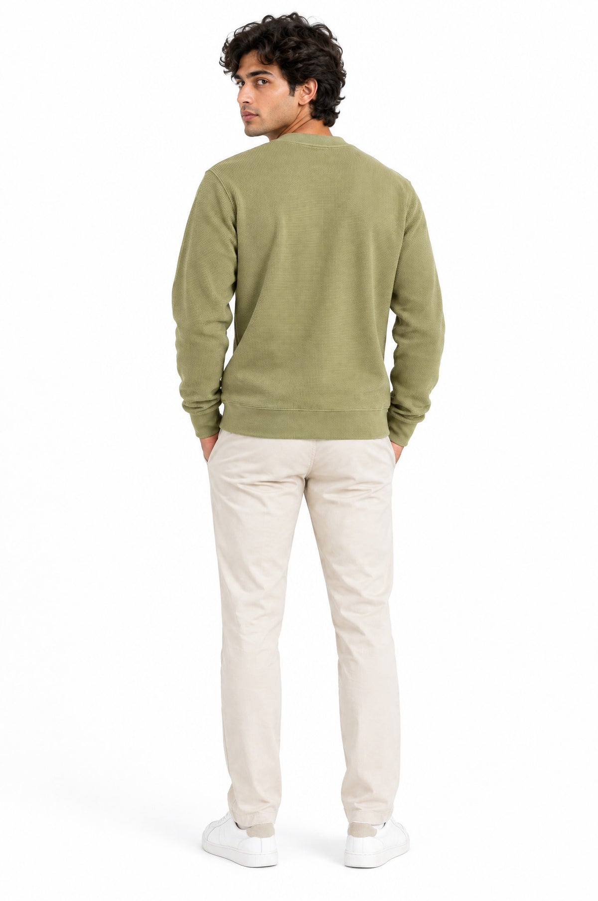 Vermont Yellow Round neck structured fabric Sweatshirt for Men