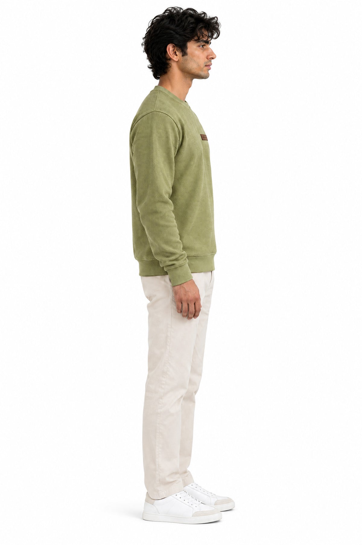 Vermont Yellow Round neck structured fabric Sweatshirt for Men