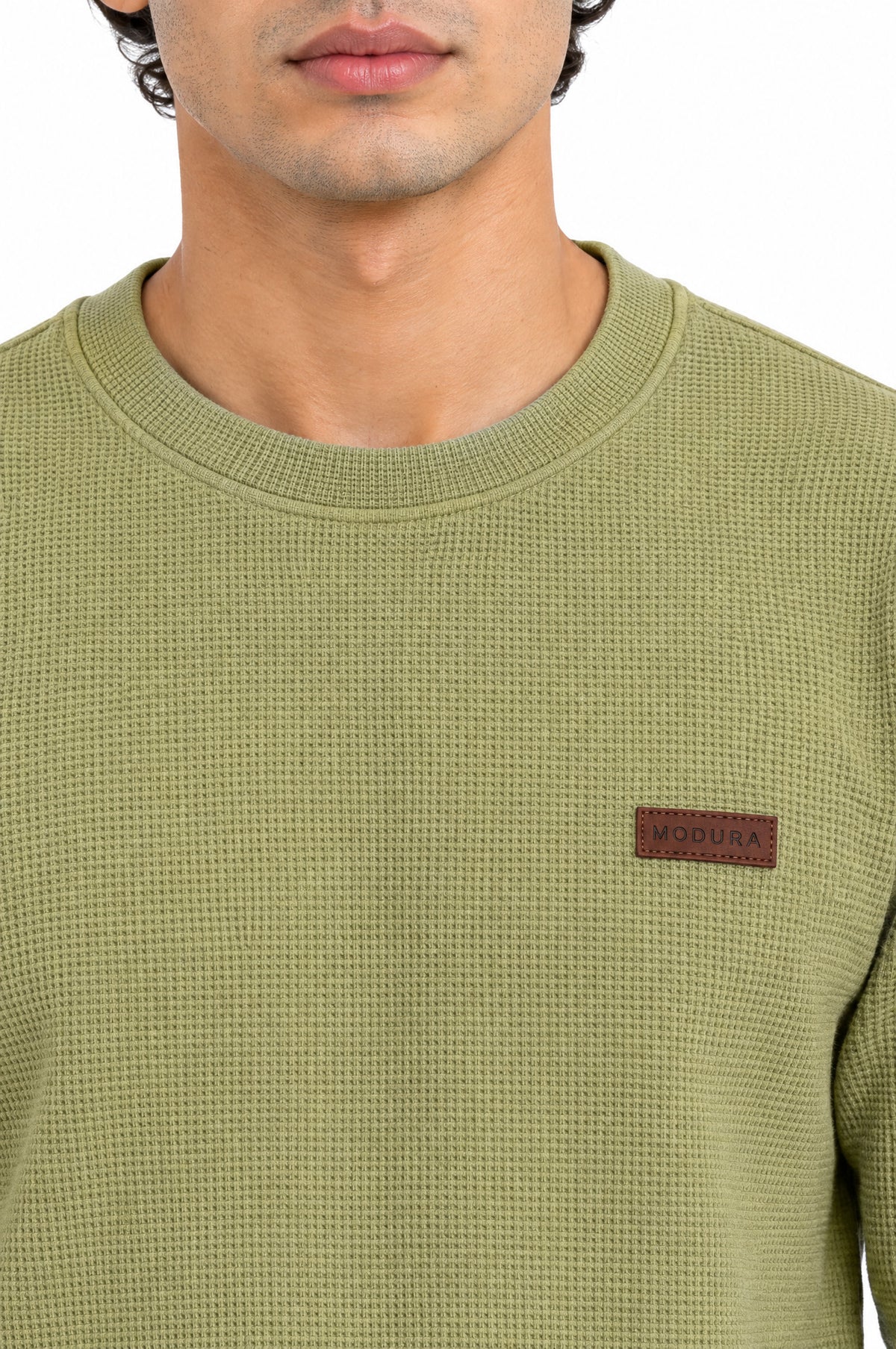 Vermont Yellow Round neck structured fabric Sweatshirt for Men