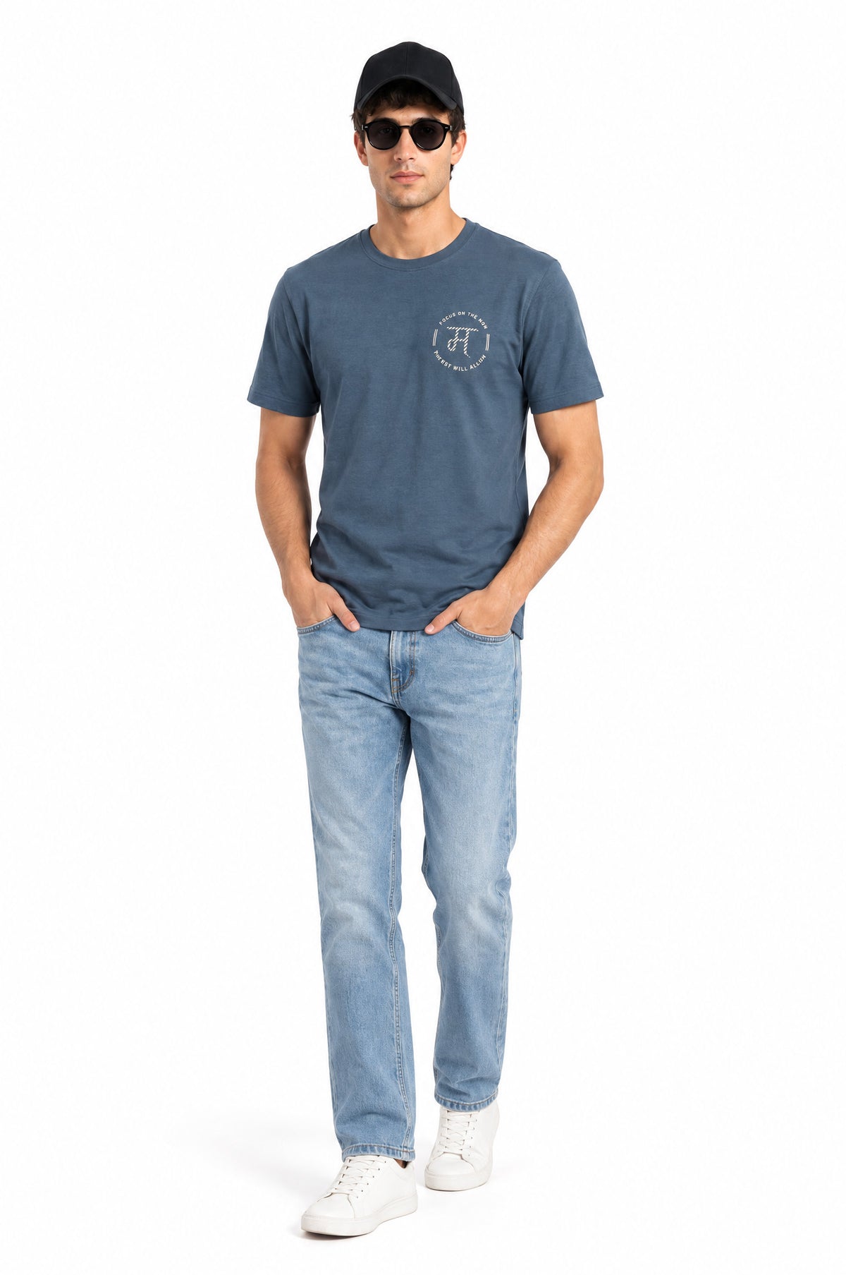 Oslo Navy Round Neck T-Shirt for Men