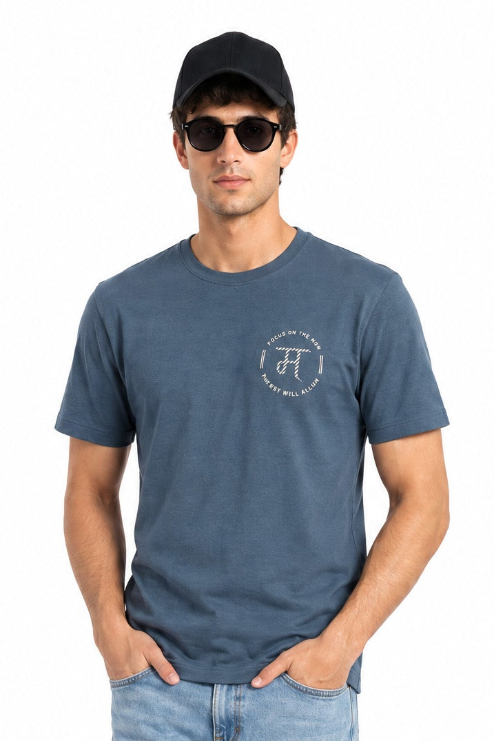 Oslo Navy Round Neck T-Shirt for Men