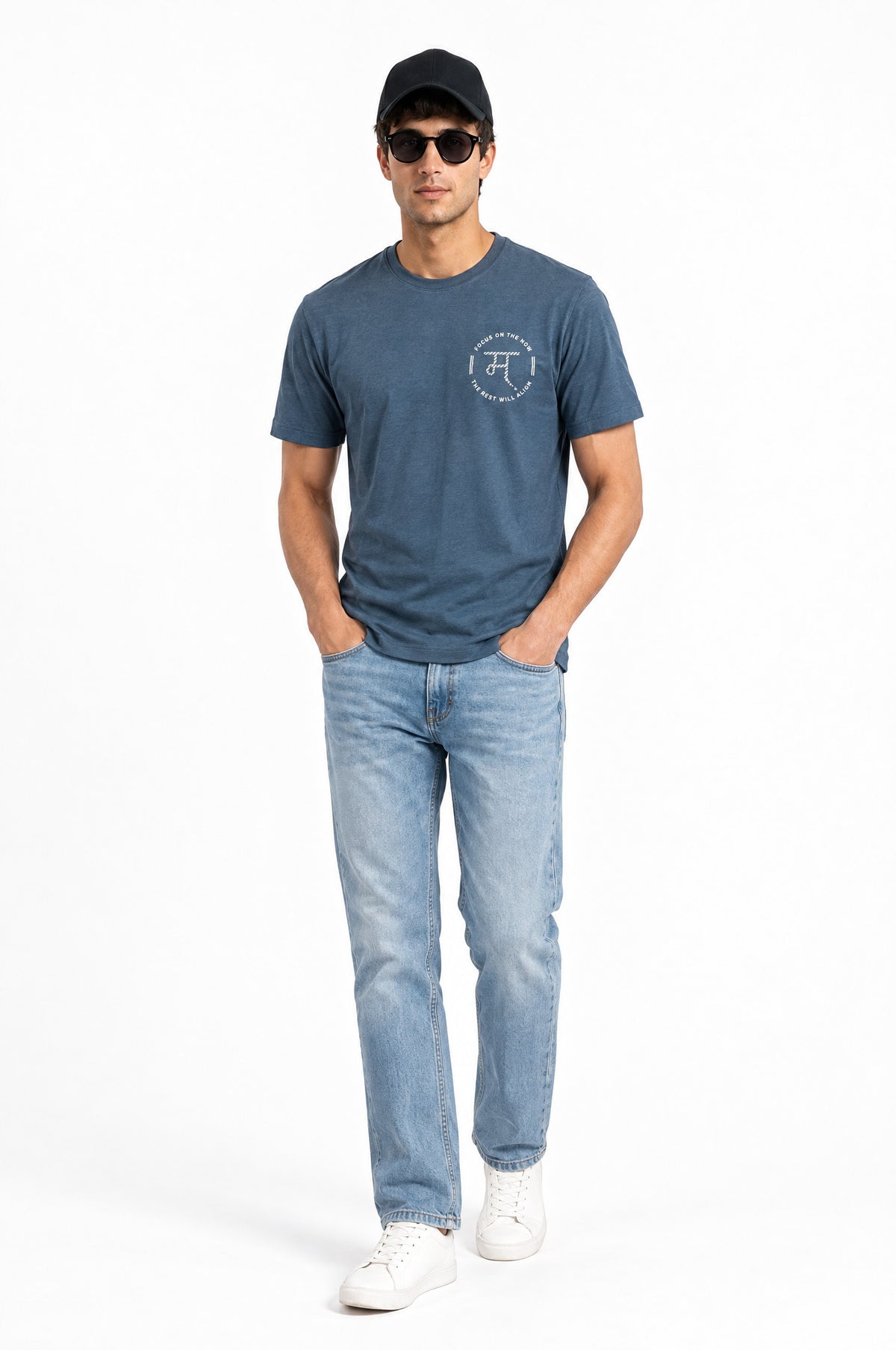 Oslo Navy Round Neck T-Shirt for Men